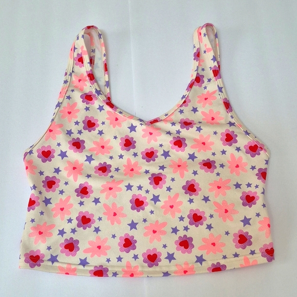 Fleo Luv Wrap Tank Floral and Star Print Crop Top Sports Bra M - Picture 1 of 7